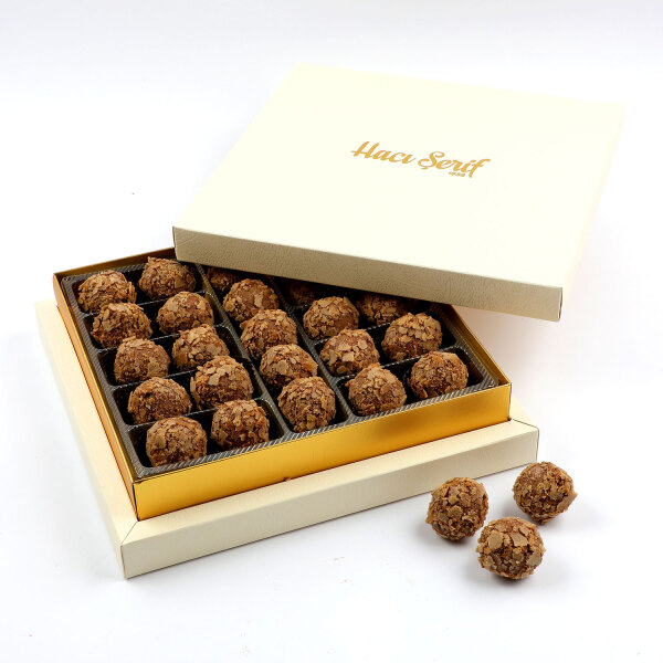 Special Tahinli Truffle Çikolata 25 Adet (Krem Kutu) - 1