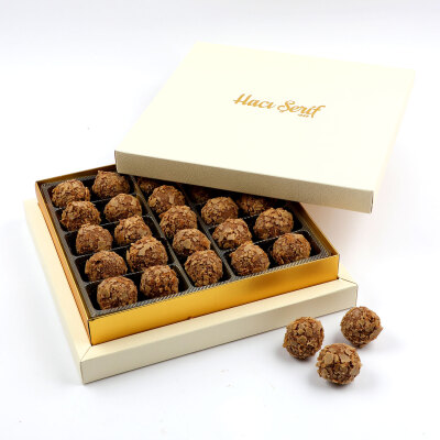 Special Tahinli Truffle Çikolata Bordo Kutu 25 Adet (Krem Kutu) - Hacı Şerif