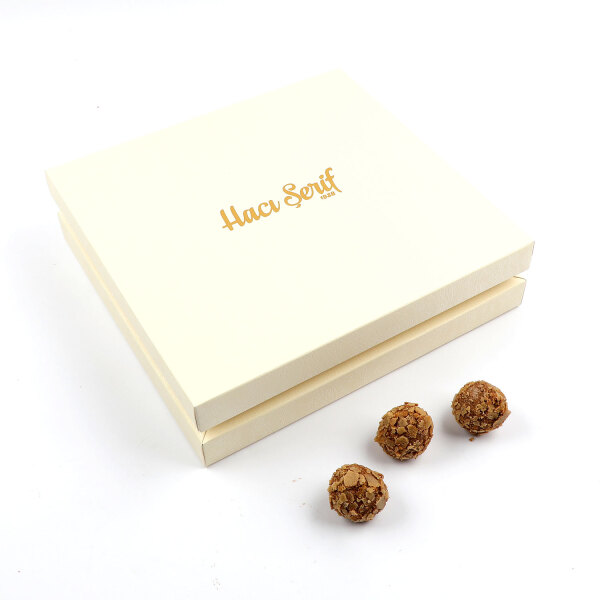 Special Tahinli Truffle Çikolata Bordo Kutu 25 Adet (Krem Kutu) - 5