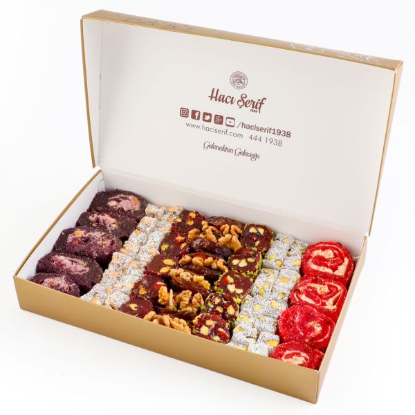 Hacı Şerif - Sultan Lokum - Çifte Kavrulmuş Lokum - Hurma 950g Sarı Kutu