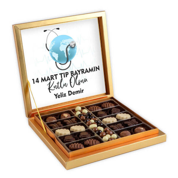 Tıp Bayramı Hediye Kahve Drajeli Special Çikolata 290g (Gold Kutu) - 1