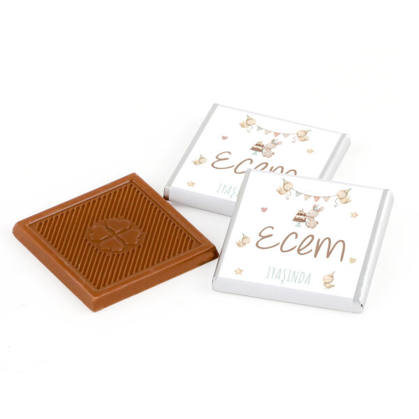 Turuncu Ayıcık Figürlü 1 Yaş Bebek Çikolatası (Metal Yuvarlak Kutu) 50 Adet Madlen+Kolonya+Afiş - 3