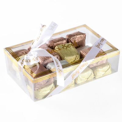 Yaldızlı Üzümlü Fındık Kaplama Çikolata 450g Asetat Kutu - Hacı Şerif