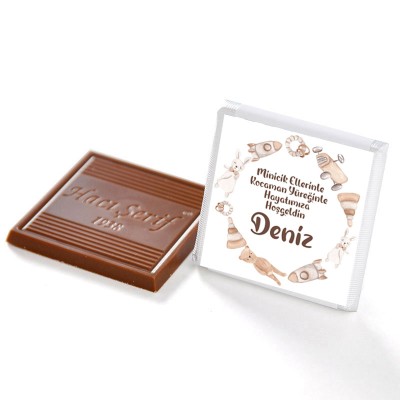 Yazılı Etiket Baskılı Bebek Çikolatası 32 Adet Madlen Çikolata Metal Kutu - 4