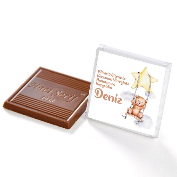 Yazılı Etiket Baskılı Bebek Çikolatası 32 Adet Madlen Çikolata Metal Kutu - 5