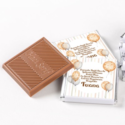Yazılı Etiket Baskılı Bebek Çikolatası 32 Adet Madlen Çikolata Metal Kutu - 8