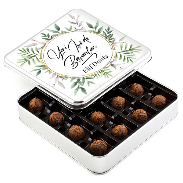 Yeni İş Hediyesi Tahinli Truffle Çikolata (Metal Kutu) - 1