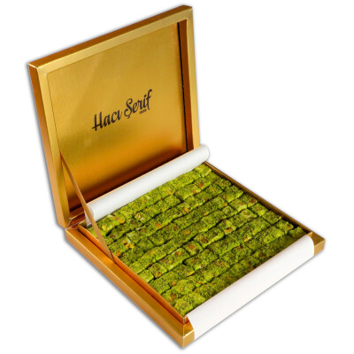 Yeşil Antep Fıstıklı Çifte Kavrulmuş Lokum Gold Kutu (750g) - 1