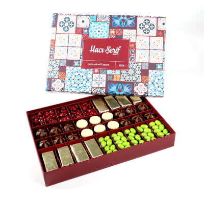 Yılbaşı Hediye Çikolata Seti - Motif Desenli Büyük Kutuda Lezzet Şöleni - 1