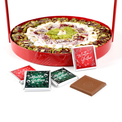 Yılbaşı Hediye Seti - Model 1 - Çift Katlı Kırmızı Tepside Lezzet Şöleni - 3