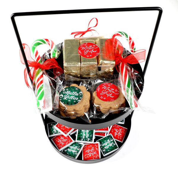 Yılbaşı Hediye Seti - Model 2 - Çift Katlı Siyah Tepside Lezzet Şöleni - 2