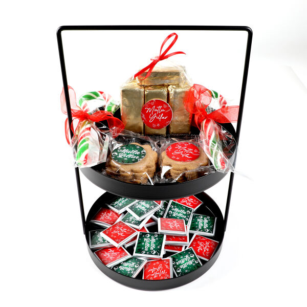 Yılbaşı Hediye Seti - Model 2 - Çift Katlı Siyah Tepside Lezzet Şöleni - 3