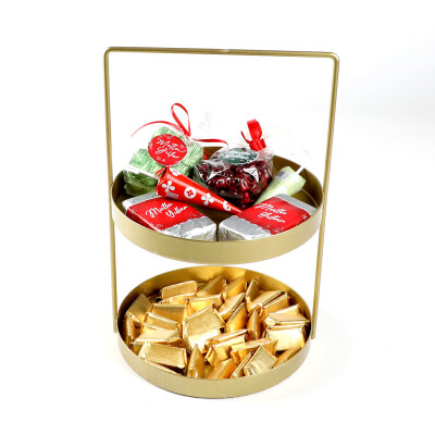 Yılbaşı Hediye Seti - Model 4 - Çift Katlı Gold Tepside Lezzet Şöleni - 1