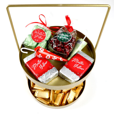 Yılbaşı Hediye Seti - Model 4 - Çift Katlı Gold Tepside Lezzet Şöleni - 2