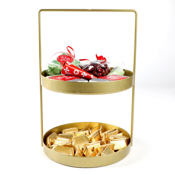 Yılbaşı Hediye Seti - Model 4 - Çift Katlı Gold Tepside Lezzet Şöleni - 6
