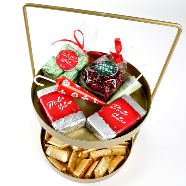 Yılbaşı Hediye Seti - Model 4 - Çift Katlı Gold Tepside Lezzet Şöleni - 4