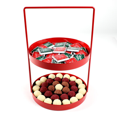 Yılbaşı Hediye Seti - Model 5 - Çift Katlı Kırmızı Tepside Lezzet Şöleni - 4