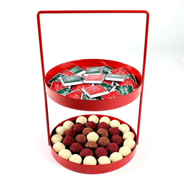Yılbaşı Hediye Seti - Model 5 - Çift Katlı Kırmızı Tepside Lezzet Şöleni - 4