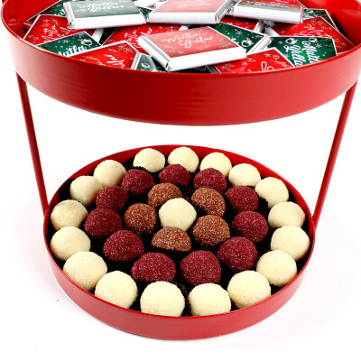 Yılbaşı Hediye Seti - Model 5 - Çift Katlı Kırmızı Tepside Lezzet Şöleni - 2