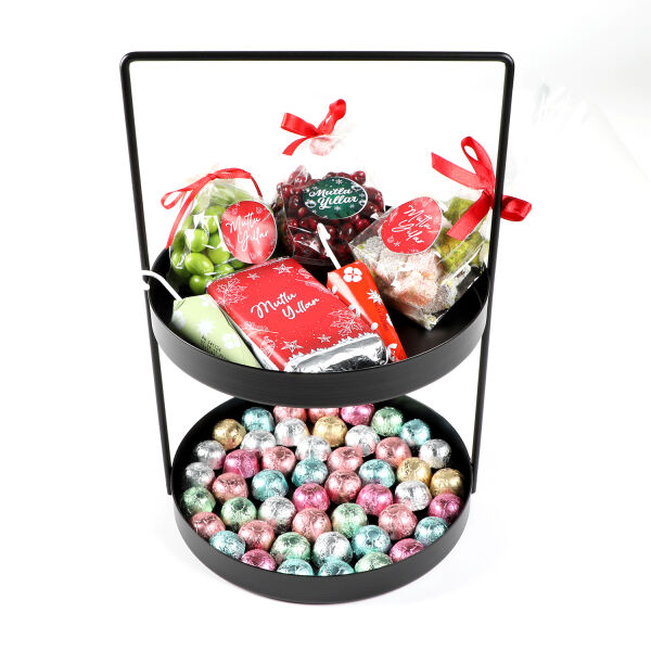 Yılbaşı Hediye Seti - Model 10 - Çift Katlı Siyah Tepside Lezzet Şöleni - 2