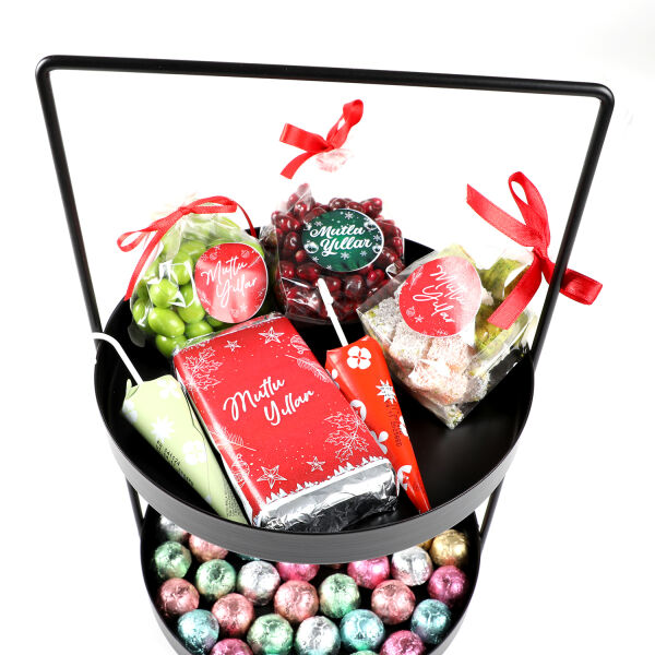 Yılbaşı Hediye Seti - Model 10 - Çift Katlı Siyah Tepside Lezzet Şöleni - 5