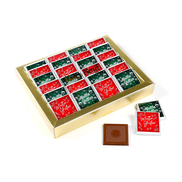 Yılbaşı Hediyesi 24 Adet Madlen Çikolata (Kırmızı-Yeşil) - 1