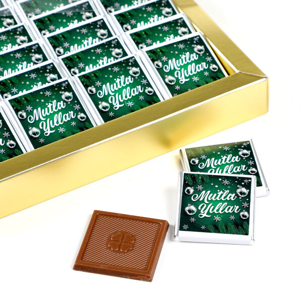 Yılbaşı Hediyesi 24 Adet Madlen Çikolata (Yeşil) - 3