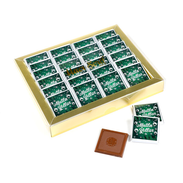 Yılbaşı Hediyesi 24 Adet Madlen Çikolata (Yeşil) - 1