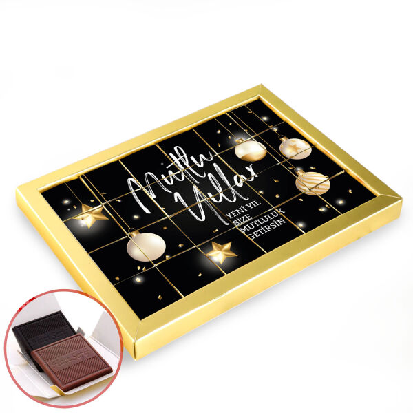 Yılbaşı Hediyesi 24&prime;lü Puzzle Madlen Çikolata Siyah - 1