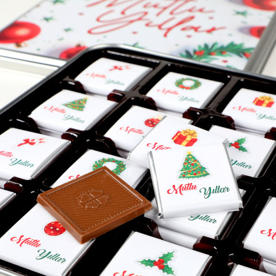 Yılbaşı Hediyesi 32 Adet Madlen Çikolata Metal Kutu Beyaz - 2