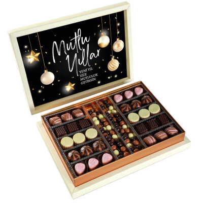 Yılbaşı Hediyesi Kahve Drajeli Special Çikolata 490g (Krem Kutu) Siyah - Hacı Şerif