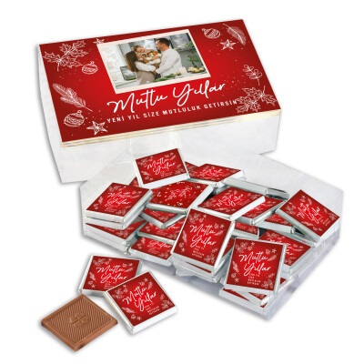 Fotoğraflı Yılbaşı Hediyesi (40 Adet Madlen Çikolata) (Asetat Kutu) - 1