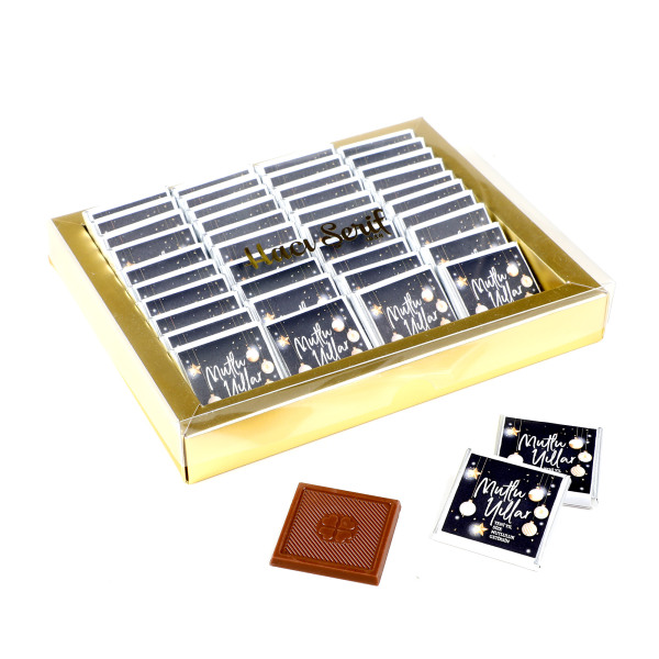 Yılbaşı Hediyesi (40 Adet Madlen Çikolata) (Asetat Kutu) Siyah - 1