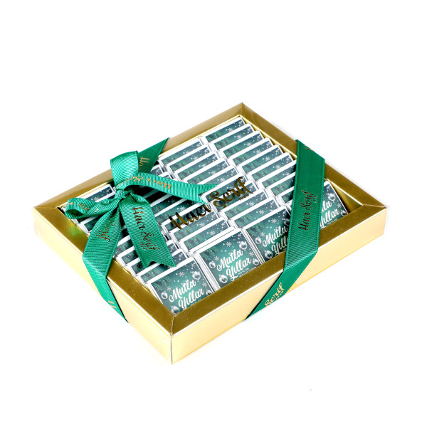 Yılbaşı Hediyesi (40 Adet Madlen Çikolata) (Asetat Kutu) Yeşil - 5