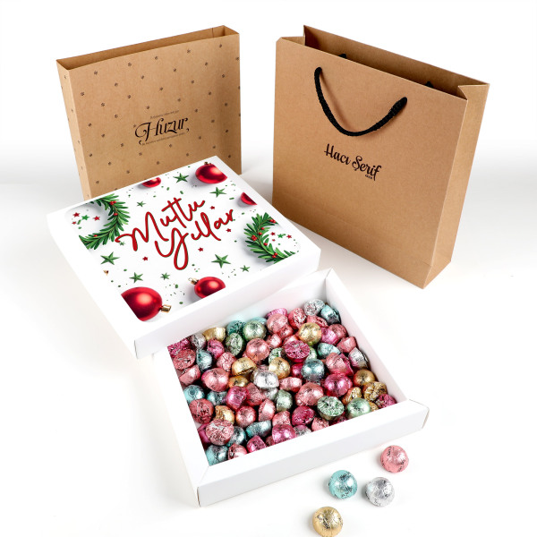 Yılbaşı Hediyesi Çikolatin 450g Kraft Kutu Çanta - 1