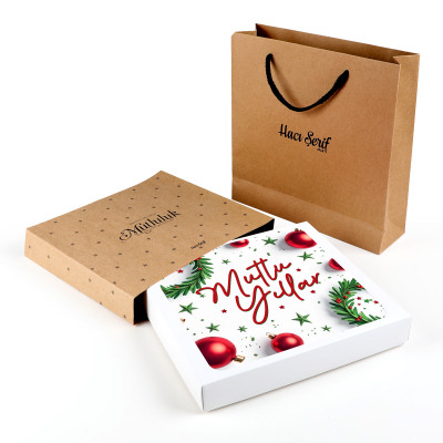 Yılbaşı Hediyesi Çikolatin 450g Kraft Kutu Çanta - 2