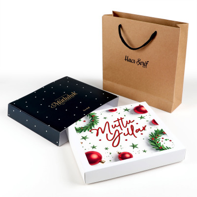 Yılbaşı Hediyesi Çikolatin 450g Siyah Kutu Kraft Çanta - 2