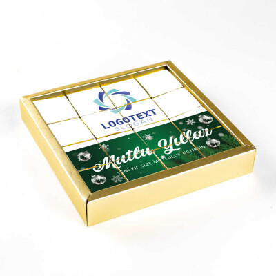 ​Yılbaşı Hediyesi Firmalara Özel Kurumsal Promosyon Logolu 16'lı Puzzle Madlen Çikolata - Hacı Şerif