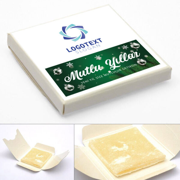 Yılbaşı Hediyesi Firmalara Özel Kurumsal Promosyon Logolu İnce Kesim Lokum Adet - 1