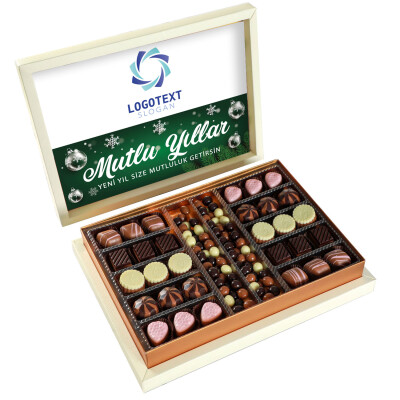 Yılbaşı Hediyesi Firmalara Özel Kurumsal Promosyon Logolu Kahve Drajeli Special Çikolata 490g (Krem Kutu) - Hacı Şerif