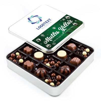 Yılbaşı Hediyesi Firmalara Özel Kurumsal Promosyon Logolu Kahve Drajeli Special Çikolata (Metal Kutu) - 1