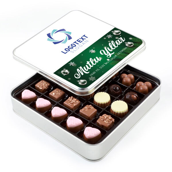 Yılbaşı Hediyesi Firmalara Özel Kurumsal Promosyon Logolu Special Çikolata (Metal Kutu) - 1