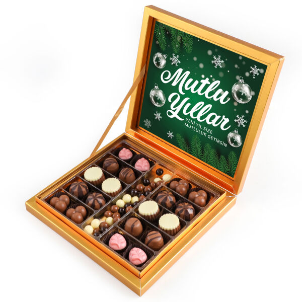 Yılbaşı Hediyesi Kahve Drajeli Special Çikolata 290g (Gold Kutu) Yeşil - 1