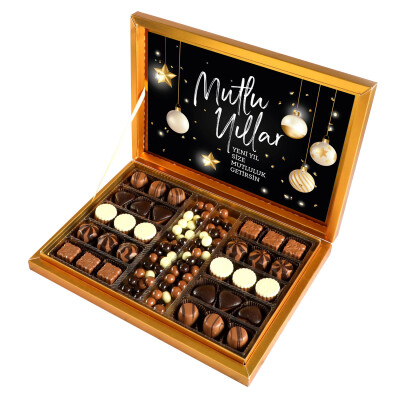 Yılbaşı Hediyesi Kahve Drajeli Special Çikolata 490g (Gold Kutu) Siyah - Hacı Şerif