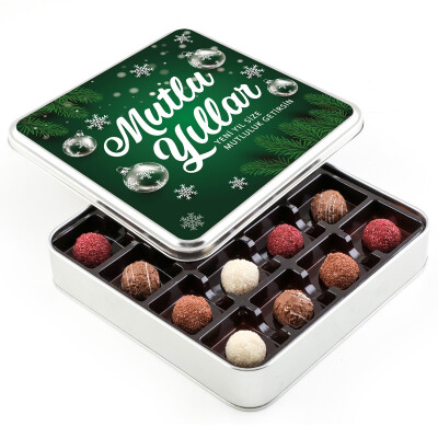 Yılbaşı Hediyesi Karışık Special Truffle Çikolata (Metal Kutu) Yeşil - 1