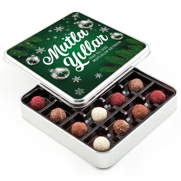 Yılbaşı Hediyesi Karışık Special Truffle Çikolata (Metal Kutu) Yeşil - 1