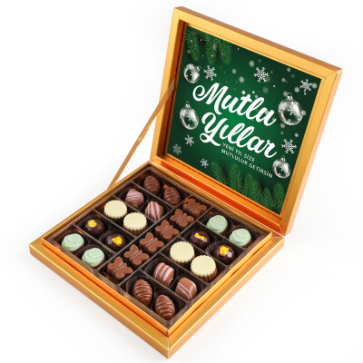 Yılbaşı Hediyesi Special Çikolata 285g (Gold Kutu) Yeşil - Hacı Şerif