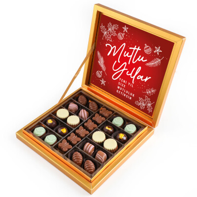 Yılbaşı Hediyesi Special Çikolata 285g (Gold Kutu) Kırmızı - Hacı Şerif