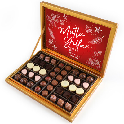 Yılbaşı Hediyesi Special Çikolata 480g (Gold Kutu) Kırmızı - Hacı Şerif