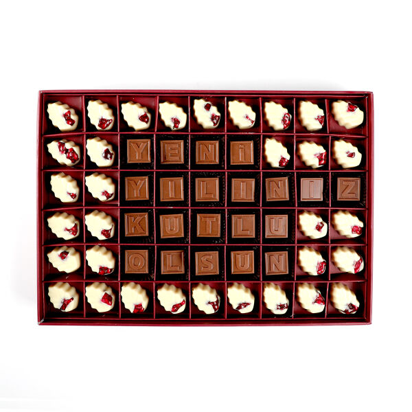 Yılbaşı Hediyesi (Yeni Yılınız Kutlu Olsun) Motif Desenli Büyük Kutuda Special ve Harf Çikolata - 6